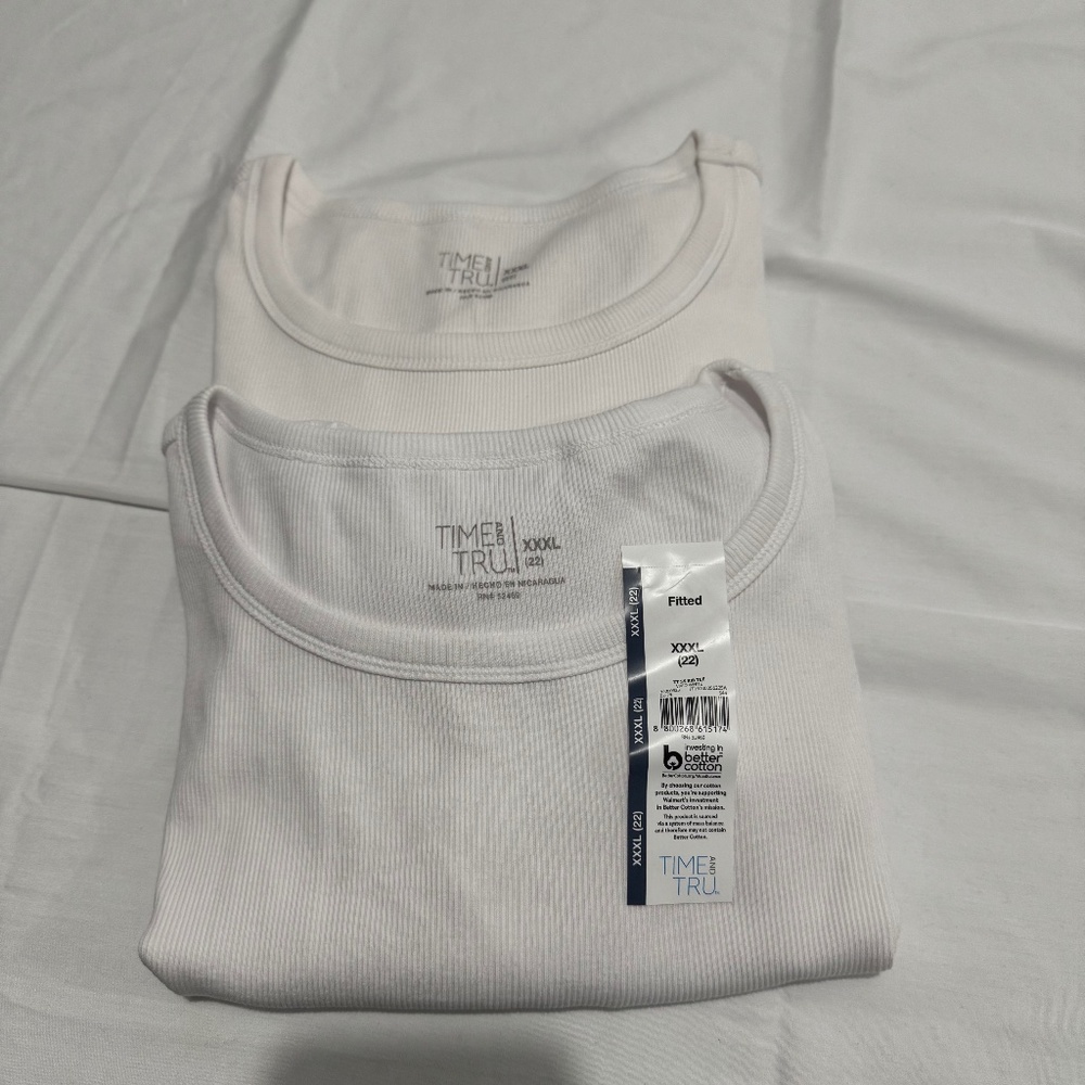 3 woman white shirt brand time and tru sizes 20 & 22 with tag